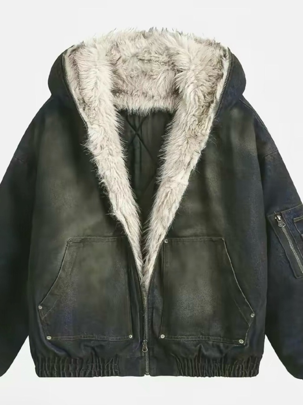 INFATION - Unisex Fashion Cropped Boxy Short Flight Jacket with Hood (NWT)